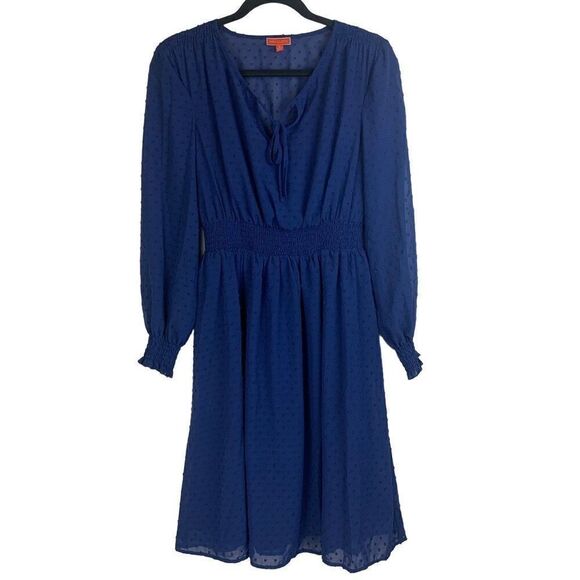 Modcloth blue Swiss Dot Knee Length Fit & Flare Dress Size S - Picture 1 of 10